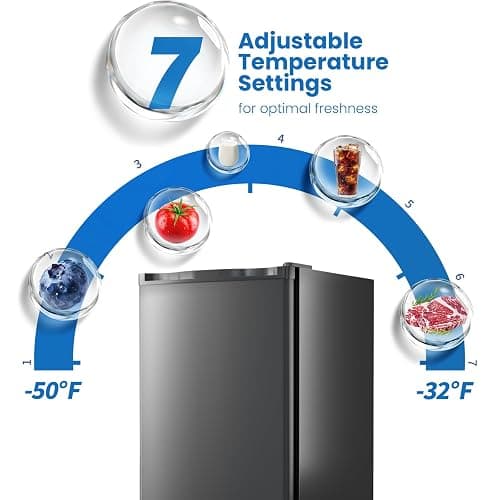 Havato 3.2 Cu.ft Mini Fridge with Freezer, Compact Refrigerator with Reversible Single Door, Adjustable Thermostat, Low Noise, Energy Efficient for Office, Dorm, Bedroom, Apartment thumbnail 2
