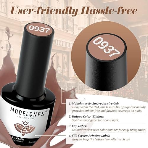 Modelones Gel Nail Polish,12 Colors Fall Winter Gel Polish Popular Neutral Nude Brown Gel Nail Kit Collection for Nail Art Salon Classic Collection Gift for Women thumbnail 7