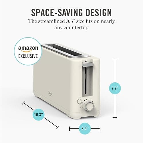 Martha Stewart 2 Slice Long Slot Toaster, Extra Wide for Sourdough & Bagels, 10 Setting Shade Control, Removable Crumb Tray, Self-Centering Design, Defrost/Reheat, Cancel, Slim Space-Saving, Linen thumbnail 5