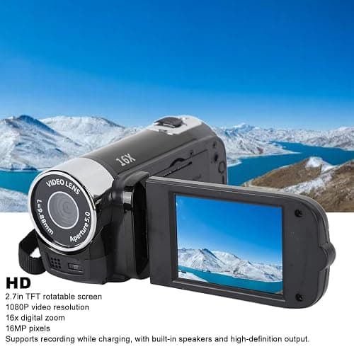 VBESTLIFE Digital Camcorder, 16X Digital Zoom 2.7 Inch Colourful Display Screen, 4K 48MP DV Camera High Definition Camera Image Video Camcorder (Black) thumbnail 3