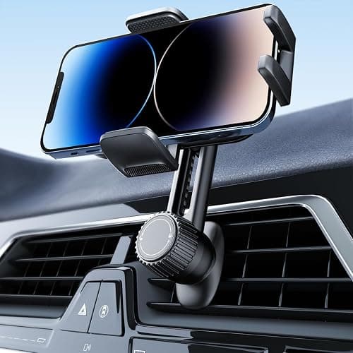 Holdersafe 2026 Car Phone Holder [Never Blocking Vent] with Wide Clamp | 6.5cm Long Arm Keeps AC/Heat Airflow Clear, Thick Case Friendly, Fits iPhone 17 16 15 14 13 Pro Max & Samsung Android （Black） - Image 1