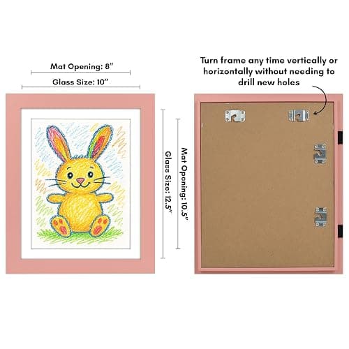 Americanflat Kids Artwork Frame Changeable (Peachy Pink) - Magnetic Door Holds 100 Art Pieces - 8.5x11 Letter Size Display with Mat or 10x12.5 Without Mat - My Mini Masterpiece thumbnail 2