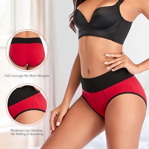 Eiggam Underwear for Women Cotton High Waist Panties Full Coverage Briefs Soft Strech Ladies Breathable Panties-Multi Pack thumbnail 4