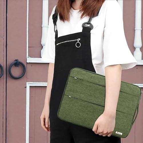 Voova Laptop Sleeve Carrying Case 14 15 Inch Compatible with MacBook Air 15 M2/M3/M4 2022-2025, MacBook Pro 15, Hp Chromebook 14, Waterproof Slim Computer Cover Bag,Army Green thumbnail 5