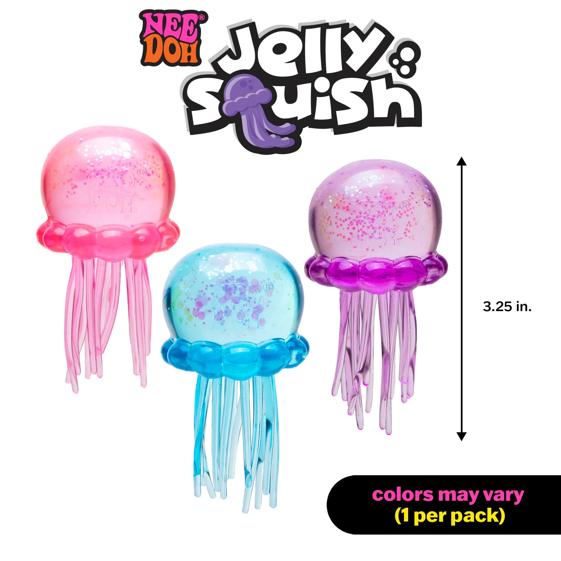 NeeDoh Jelly Squish, 3 Assorted Colours - Squeezy Stretchy Squish, Mesmerizing Shimmer, Wiggly Tentacles for Sensory Fun, Smooth Solid Texture, Ideal Stress Relief and Play thumbnail 6