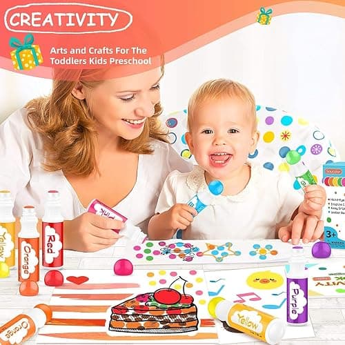 Dot Markers for Toddlers Kids Preschool, Bingo Daubers Washable Art Markers 8 Colors, Toddlers Arts and Crafts Supplies, Kids Painting Drawing Coloring Supplies, Dot Paint Craft Kit Preschool Learning thumbnail 2