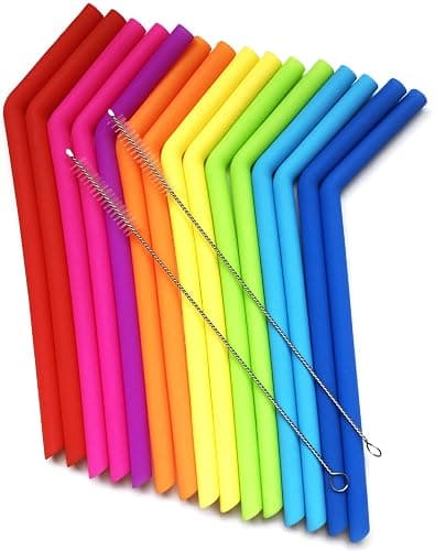 15 FITS ALL TUMBLERS STRAWS - Reusable Silicone Straws for 30 and 20 oz Yeti - Flexible Easy to Clean + 2 Cleaning Brushes - BPA Free, No Rubber Taste Drinking - Best Value for Money Pack - Image 1