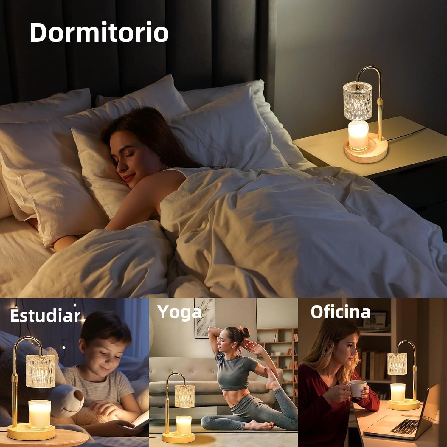 Lampara Calentadora de Velas con Atenuador y Temporizador, Lámpara para Velas Aromáticas con Altura Ajustable, incluye 2 Bombillas de 50W, Ideal para Mamá y Mujeres, Decoración del Hogar (Dorado) thumbnail 6