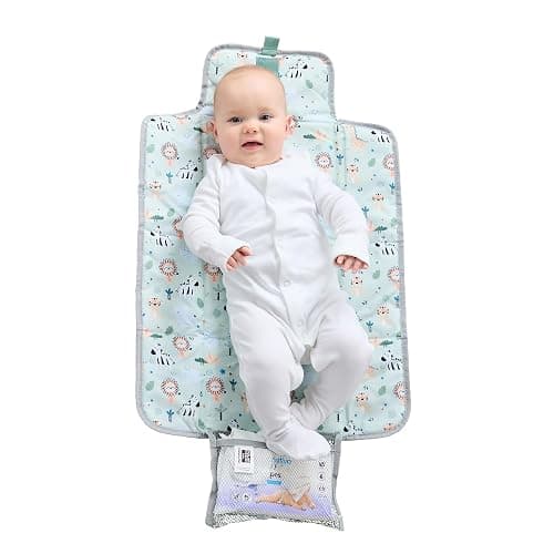 Polar Gear Baby Changing Mat – Wipe-Clean Changing Mat for Newborns – Travel Changing Mat with Pocket – Padded, Foldable Changing Matt Baby – Safari - Image 1
