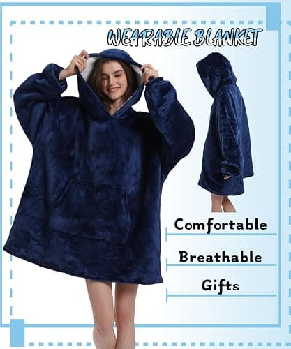 Solvienne Wearable Blanket Hoodie, Men Women Soft Flannel with oversized Pocket Christmas Halloween Cozy Lounge Wear thumbnail 3