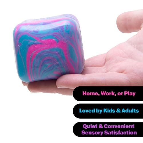 Schylling NeeDoh Nice Cube Swirl - Sensory Toy with a Super Solid Squish - Unique, Swirling Color Blend - Ages 3 and Up - Purple/Blue; One Cube Per Pack thumbnail 4