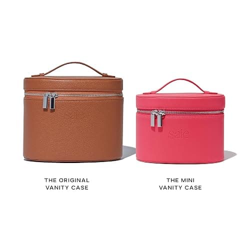 Saie Mini Vanity Case, Vegan Leather Makeup Bag, Fuchsia | Travel Toiletry Bag With Removable Interior Organizer, Durable & Portable Makeup Pouch with Carrying Handle, Mini Train Case thumbnail 4