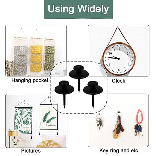 30 PCS Push Pins Picture Hangers Wall Hooks, Double Headed Thumb Tacks for Wall Hangings, Renter Friendly Decor Small Picture Frame Hangers for Drywall Cork Board Home Office Photo Decorations(Black) thumbnail 3