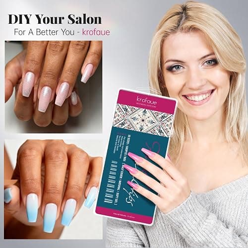 Krofaue 500PCS Clear French Half Cover Nail Tips, Flexible Gel Acrylic | flexible, 10 sizes with box, easy to trim and file, crystal-clear, for salons and home DIY, natural finish thumbnail 3