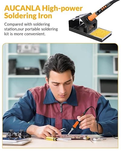 Soldering Iron Kit, 100W High Power Soldering Iron, Fast Heating, Digital Display Temperature Control Accurate 356°F-896°F, Portable Soldering Kit with Protective Cap, Automatic Sleep Mode thumbnail 7
