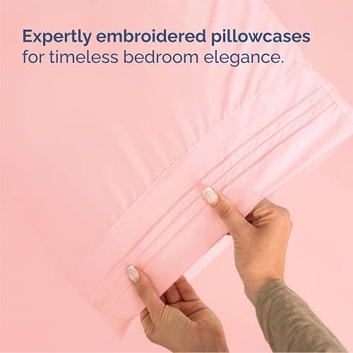 Queen Size 4 Piece Sheet Set - Comfy Breathable & Cooling Bed Sheets Set - Hotel Luxury Bedding for Women, Men, Kids, Teens, Boys & Girls - Deep Pockets, Soft and Wrinkle Free - Oeko-Tex - Baby Pink - Queen - 33 - Baby Pink thumbnail 6