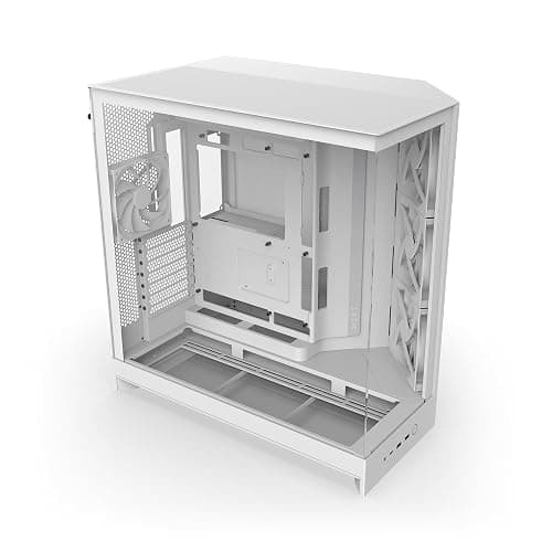 NZXT H9 Flow (2025) – Large Dual-Chamber ATX Mid-Tower Airflow PC Case – Includes 3 x 140mm & 1 x 120mm Fans – 420mm Radiator Support – Tempered Glass – Back-Connect Ready – White thumbnail 7