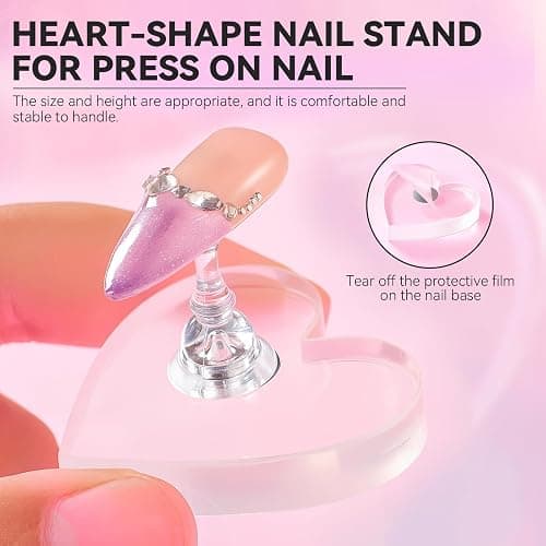 ESUOHYM Nail Stand For Press On Acrylic Strong Magnetic Nail Holder Kit For Painting Nails Tip Arts Display With 200PCS Double-Sided Tape And 1 Heart Shaped Acrylic Magnetic Presson Stands Nail Art Supplies thumbnail 3