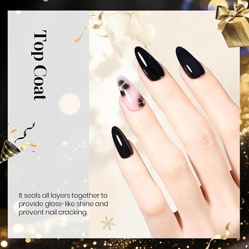 beetles Gel Polish No Wipe Gel Top Coat - Clear Color Top Coat Gel Nail Polish Shine Finish and Long Lasting, Soak Off Nail Lamp, 15ml Christmas Nails Gifts for Women thumbnail 4