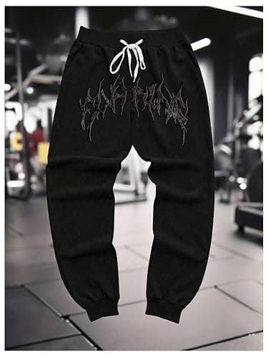 SHENHE Men's Gothic Graphic Jogger Sweatpants Drawstring Waist Workout Casual Track Pants thumbnail 4