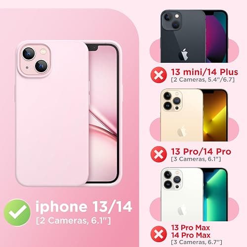 GolbinBox Magnetic for iPhone 13 Case & iPhone 14 Case, Compatible with MagSafe, [Soft Anti-Scratch Microfiber Lining], Slim Liquid Silicone Shockproof Protective Phone Case 6.1 inch, Chalk Pink thumbnail 2
