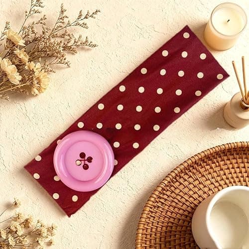 Wishcore Big Button Polka Dot Wide Headband Hair Hoop Y2K Retro (White-Red) | Cutecore,Daily Makeup Hair Accessory,Cute Headbands,Soft Non Slip Fashion Hair Bands,Daily Outfits Party Hair Accessories thumbnail 4