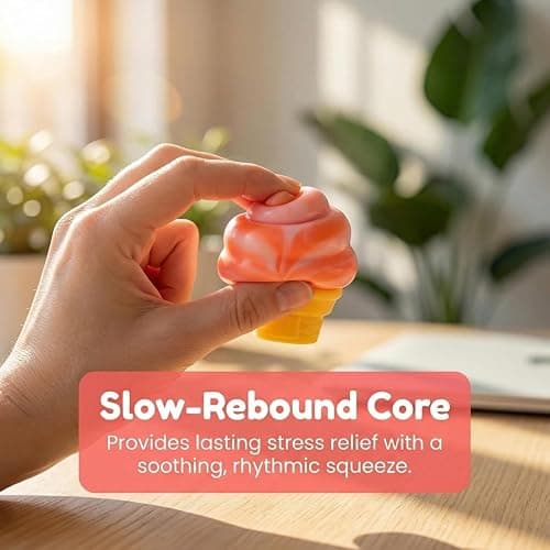 Ice Cream Squeeze Squishy, Ice Cream Cone Stress Relief Sensory Toy, Ice Cream Cone Squishy,Party Favors Summer Sensory Stress Relief (Pink) thumbnail 4