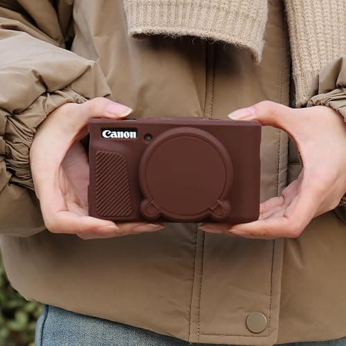 BOVKE Silicone Camera Case for Canon PowerShot SX740/ SX730 Digital Camera, SX740 Camera Case Soft Cover Rubber Camera Sleeve with Removable Lens Cover, Brown thumbnail 8