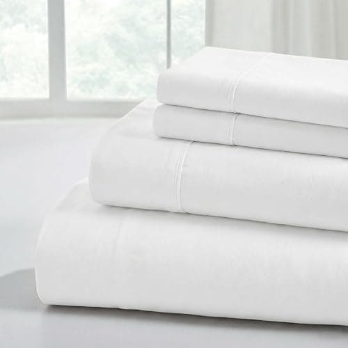 Modern Threads Soft Microfiber Solid Sheets - Luxurious Microfiber Bed Sheets - Includes Flat Sheet, Fitted Sheet with Deep Pockets, & Pillowcases White Full - Image 1