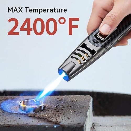 ZQMW Torch Lighter, Butane Lighter, Windproof Adjustable Big Jet Flame Butane Torch, Refillable Gas Long Torch Lighter with Safety Lock for Candle Grill Camping BBQ Kitchen Soldering, Gas Not Included thumbnail 2