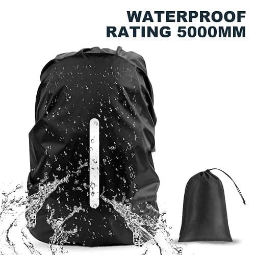 LAMA 2pcs Waterproof Rain Cover for Backpack, Reflective Rainproof Protector for Anti-dust and Anti-Theft M 30L-40L Black thumbnail 4
