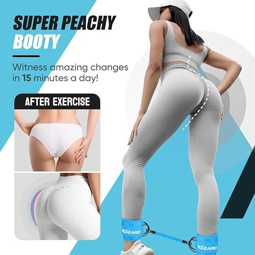 KUZARO Ankle Resistance Bands with Cuffs, Ankle Weights Bands for Working Out, Women Leg and Glutes Workout Equipment, Exercise Bands for Kickbacks, Butt and Booty Trainer, Home Gym Fitness Equipment thumbnail 3
