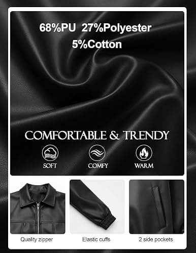 GraceSelect Women's Oversized Leather Jacket, Casual Soft Faux Leather Zip Motorcycle Coat With Pocket 2025 Fall Fashion thumbnail 4