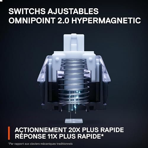 SteelSeries Apex Pro Mini Clavier Gamer 60% - Switches OmniPoint 2.0 HyperMagnetic - Actionnement Ajustable - Rapid Trigger - Rapid Tap/SOCD - Capuchons PBT - RVB - USB-C - Format FR AZERTY thumbnail 5