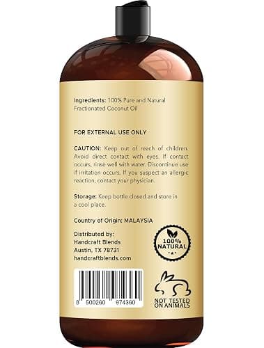 Handcraft Blends Fractionated Coconut Oil - 28 Fl Oz - 100% Pure and Natural - Premium Grade Carrier Oil for Skin and Hair - Hair and Body - Massage thumbnail 3