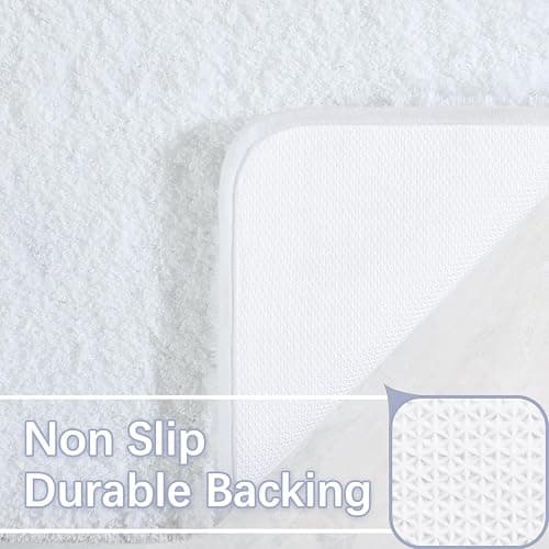 LOCHAS Bathroom Rug Runner 24x60 Inch, Soft Thick Absorbent Microfiber Bath Rugs for Bathroom, Machine Washable, Shaggy Plush Non Slip Bath Mat for Tub, Shower Floor, Quick Dry Mats, White thumbnail 2