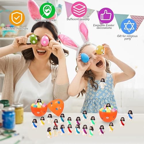 Sumind 50 Pcs Little Jesus Figures Christmas Mini Pocket Jesus Figurines Bulk Original Design for Xmas Hide and Seek Religious Party Favors Sunday School Baptism Gifts(Bright Color) thumbnail 6