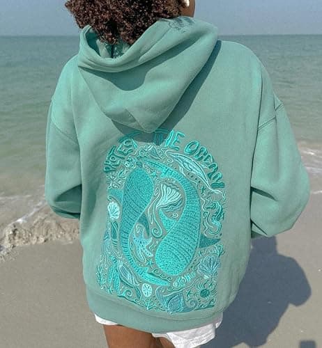 ROAONOCOMO Women Y2K Embroidered Hoodie Floral Graphic Oversized Pullover Hoodie Cute Animal Pocket Hooded Sweatshirts thumbnail 4