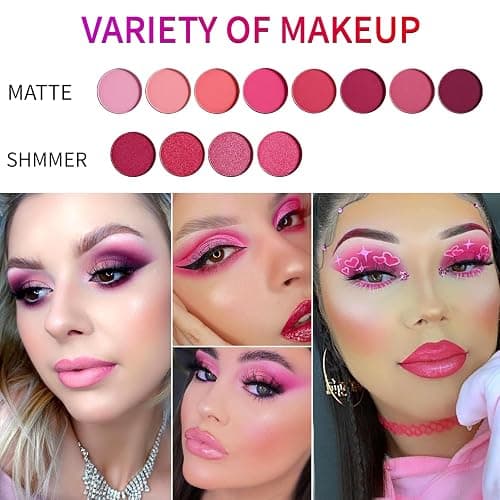 Pink Eyeshadow Palette,12 Colors Peach Matte & Shimmer Highly Pigmented Pink Mini Makeup Eyeshadow Pallet, Warm Natural Blendable Long Lasting Waterproof Small Pallets Eyeshadow for Women and Girls thumbnail 5