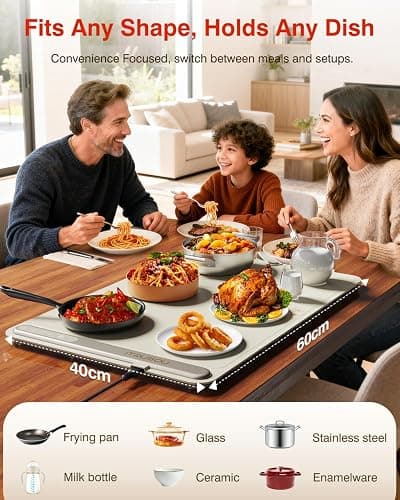 Warming Mat for Food (24"x16") - iTRUSOU 7-Level Electric Warming Tray with 400W High-Power, Timer 0–99H & Built-In Strap - Rollable Large Food Warming Mat for Parties & Buffet thumbnail 4