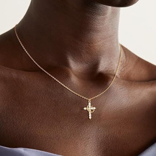 Robaice Crown Cross Necklace for Women, 14K Gold Plated & Silver Plated Christian Faith Jewelry Gifts, Exquisitely Packaged Perfect for Gifting thumbnail 5