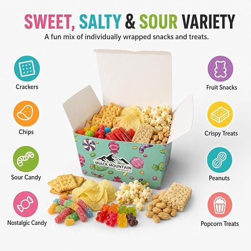 Snack Mountain Sweet & Salty Snack Box – Giftable Candy, Chips, Crackers & Fruit Snacks Variety Care Package for College, Office, Birthday & Thank You thumbnail 2