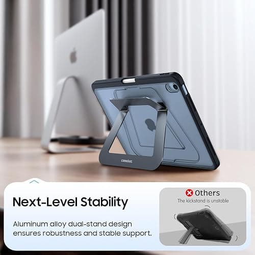 Fintie Shockproof Case for iPad Air 11-inch M3 (2025) / M2 (2024), iPad Air 5th (2022) / 4th Generation (2020) 10.9 Inch - Slim Frosted Hard Cover with Multi-Angle Kickstand & Pencil Holder, Black thumbnail 6