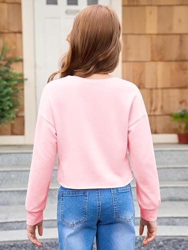 Haloumoning Girls Cute Daisy Pinted Cropped Sweatshirt Kids Long Sleeve Crop Tops Fall Fashion Shirts thumbnail 6