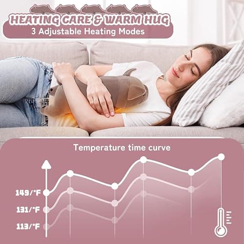 Electric Heating Pad for Period Cramps, Cuddly Soft 14" French Bulldog Plush with a Hot Soft Belly USB Powered, Stuffed Heating Pad for Pain Relief, Gift for Women Daughter Wife thumbnail 3