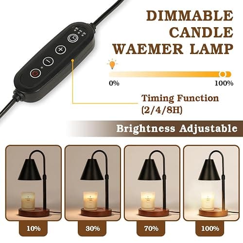 Funistree Candle Warmer Lamp with Timer Dimmable, Christmas Birthday Gifts for Women Mom, Vintage Candle Lamp, Black Candle Warmer for Jar Scented Candles, Home Decor, Wax Melt Warmer with 2 Bulbs thumbnail 3