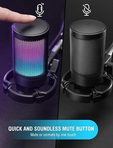 FIFINE Gaming USB Microphone for PC PS5, Condenser Mic with Quick Mute, RGB Indicator, Tripod Stand, Pop Filter, Shock Mount, Gain Control for Streaming Discord Twitch Podcasts Videos- AmpliGame thumbnail 4