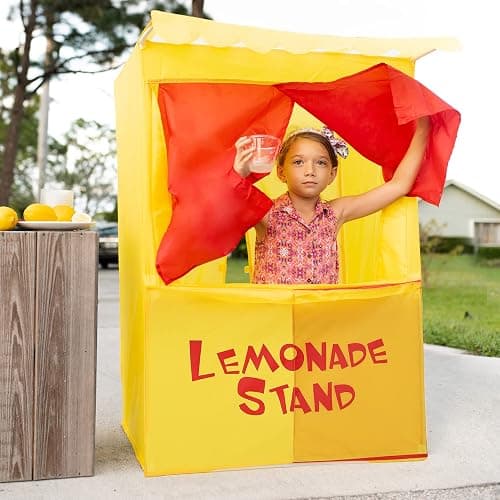Alvantor® Puppet Show Theater & Lemonade Stand 2 in 1 Kids Tent Portable | 28"X20"X41"H Play Tent Playhouse Puppet Stage Tabletop Sets for Toddlers Curtain Foldable, Indoor & Outdoor Children Drama thumbnail 7