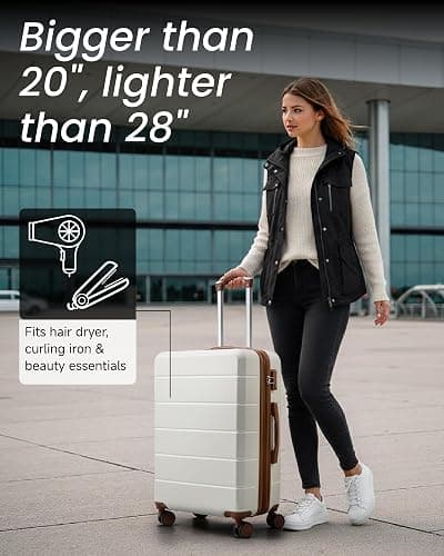 Expandable Hardshell Suitcase with TSA Lock, Medium Checked Luggage 24 Inch | Medium Packing Space, Lightweight ABS Hardshell with Spinner Wheels, Organized Interior for Travel, Black Suitcase thumbnail 2