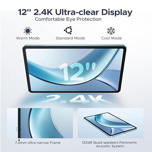 DOOGEE V Pad 5G 12 Inch Tablet with Keyboard,Gemini AI Android15 Tablet, 2.4K 90Hz Android Tablets,Mediatek Dimensity 7050 Octa-Core, 32GB+256GB/2TB TF, 8800mAh Battery Tablets, WiFi 6, Quad Speakers thumbnail 4